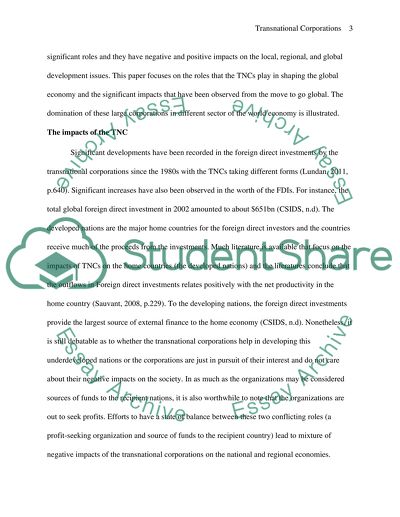 Transnational Corporations-Roles and Impacts in Global Economy