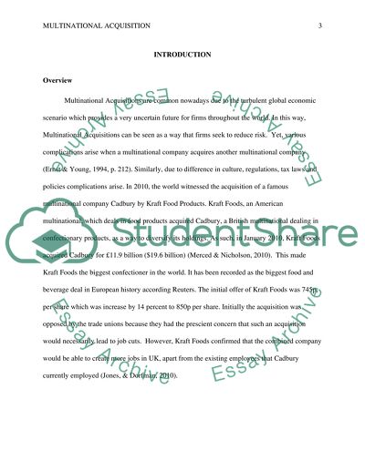 The Acquisition Multinational Company Cadbury by Kraft Food Products