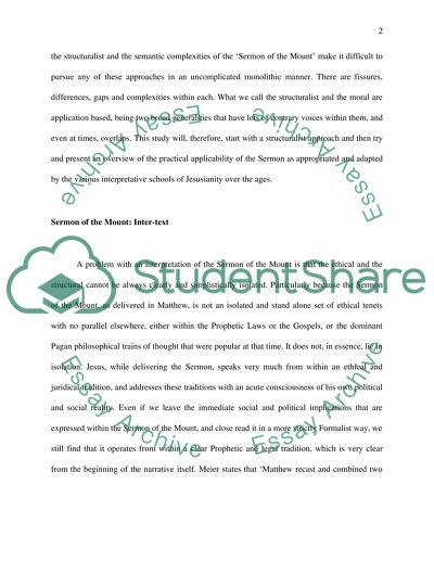 The Sermon of the Mount Magna Carta of Christian Ethics