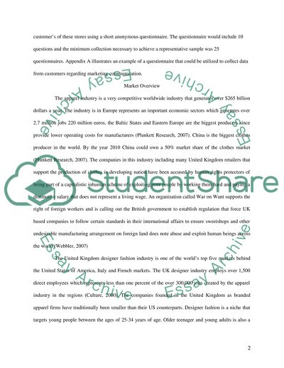 Comparative Analysis of Marketing Communications Strategies and Mix for the Fashion Market in the UK