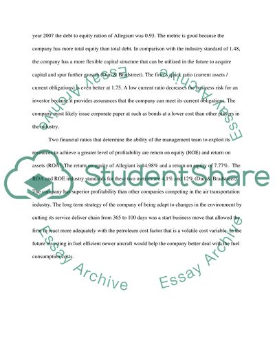 Key Business Ratio: Allegiant