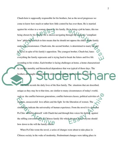 Pa Chins Family - The Tensions within Chinese Society and within the Chinese Family