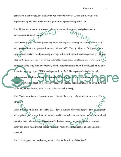 Field Report for Sierra leone