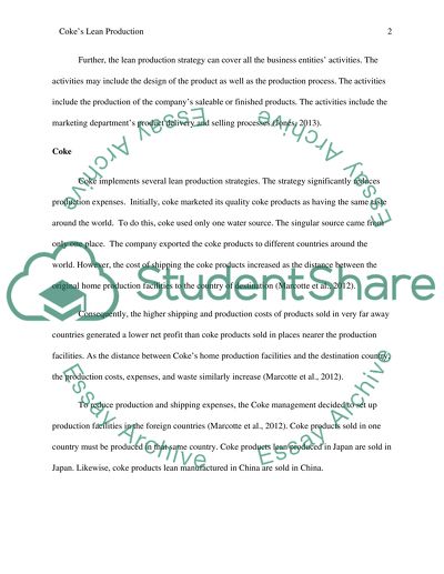 Cokes Lean Production