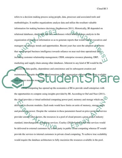 Cloud Services Supporting Business Intelligence