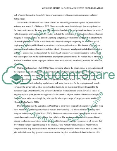 Workers Rights and Unemployment Issues in Qatar and United Arab Emirates