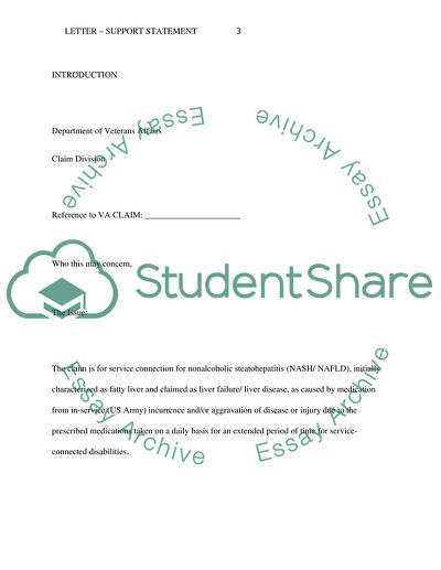 Letter - Support Statment Veteran Claim