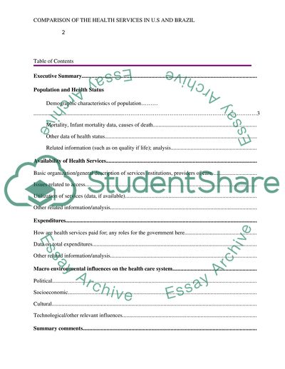 Comparison Of The Health Services In U.S And Brazil