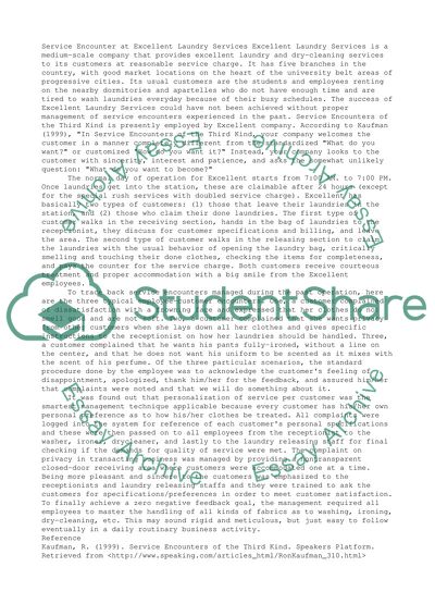 Service Encounter at Excellent Laundry Services