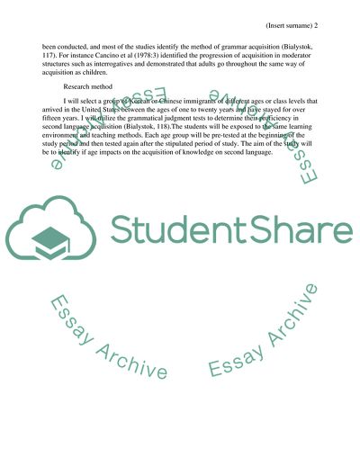 The Role of Age in Second Language Acquisition