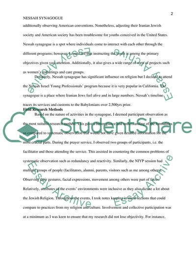 Analysis of Nessah Synagogue Community