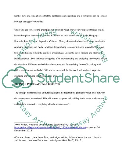 The Concept of International Dispute