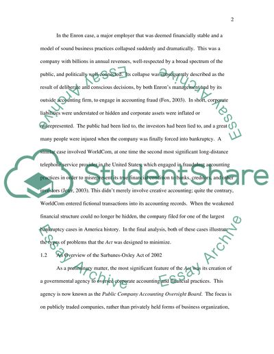 The Sarbanes-Oxley Act of 2002