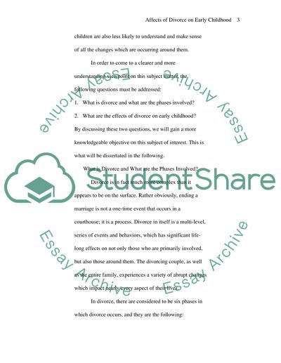 Effects of Divorce on Early Childhood: A Critical Discussion