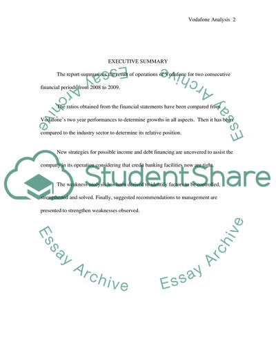 Analysis of Financial and Operating Performance of Vodafone