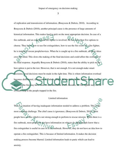 Impact of Emergency on Decision-Making