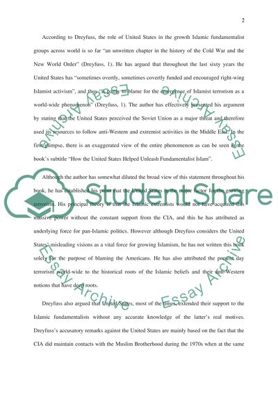 Critical Review of Robert Dreyfuss book Devils Game