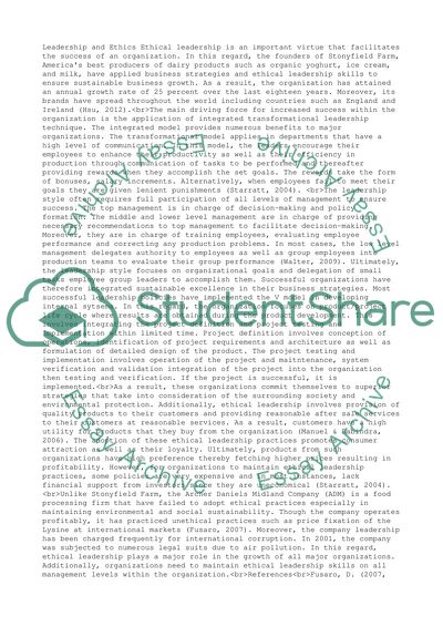 Leadership and Ethics