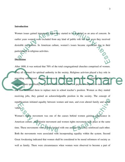 Increased Womens Issues and Its Significance in American Culture