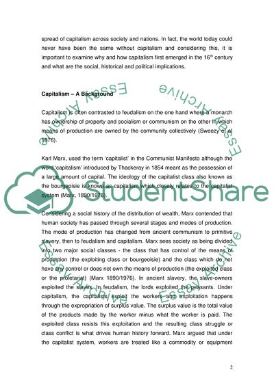 Apitalism in the ourse of the 16th Century