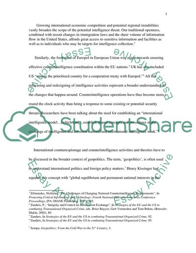 Counter-Intelligence and Counter-Espionage Priorities