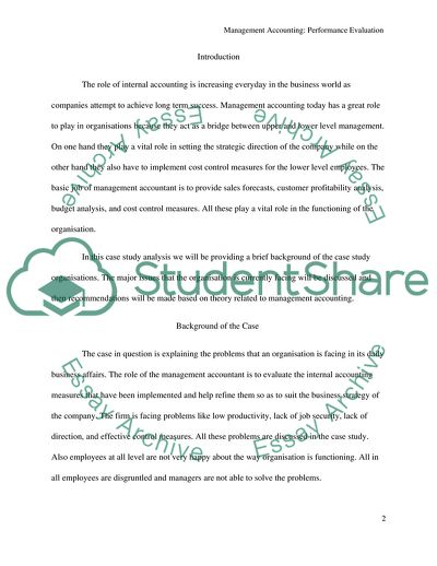 Management Accounting - Performance Evaluation