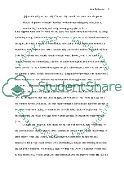 Consent, Alcohol, and Sexual Activity - the Boundary between Rape and Consensual Sex