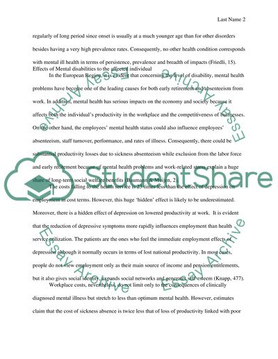 Mental Disorders and Its Effect on Society