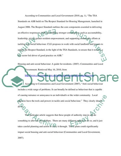 Anti-Social Behavior in Social Housing