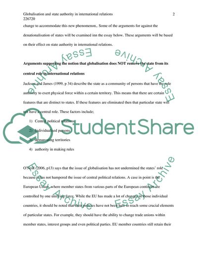 Globalisation and State Authority in International Relations