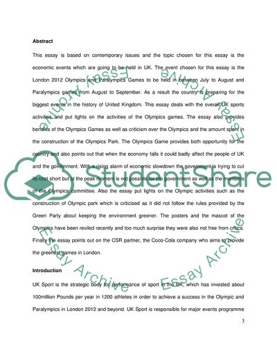 Corporate Economic Responsibility: Olympics 2012