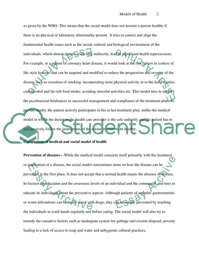 Medical Model Vs Social Model of Health