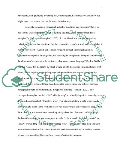 Frosts Advice for Life Found in the Conceptual Metaphor