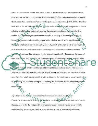 Critique of a research article