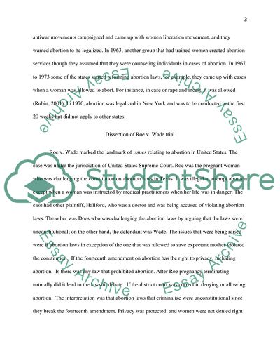 Abortion as a Personal Right to Privacy