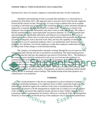 Insider Threat-Employer Rights and Liabilities