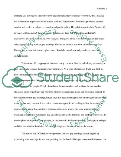 Source Evaluation on Gay Marriage