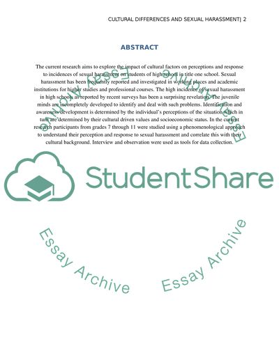 An Exploration of Cultural Differences in Perceptions of and Responses to Sexual Harassment