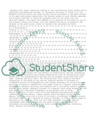 Entry of Mandarin Oriental the Russia Hotel Market