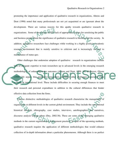 Qualitative Research in Organisations
