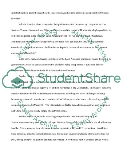 Competitiveness in the International Electronics Industry