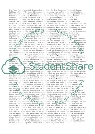 The Role That Financial Intermediaries Play