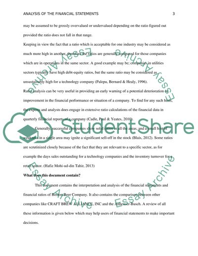 Analysis of the Financial Statements and Ratios of Boston Beer Company