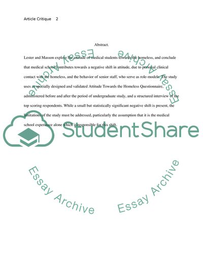 The Attitudes of Medical Students