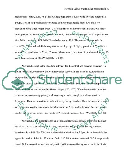 Relevant Health Statistic between Newham & Westminster and HNA Proposal