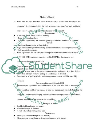 Ministry of Sound, the Strengths and Weaknesses of the Ministry, the Major Strategies and Stakeholders