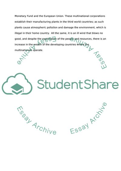 Globalization Enhances the Influence of the Multinational Corporations