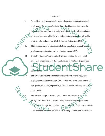 The Relationship between Self-Efficacy and Employee Commitment among Perfusionists