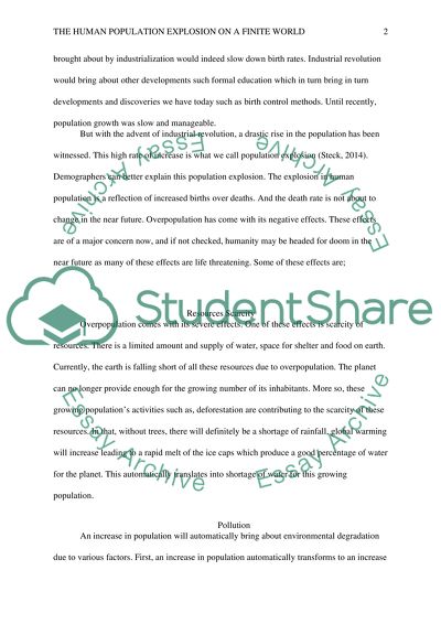 The Human Population Explosion on a Finite World