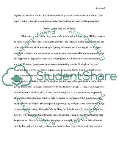 Lens and Artifact from Letter from Birmingham Jail and Antigone